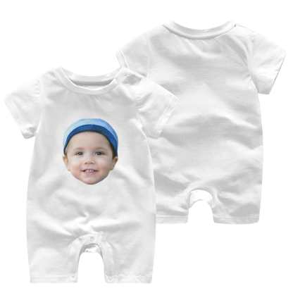 Custom #For 0-2T-Custom Face Baby Short Sleeve Rompers 100% Organic Cotton Jumpsuit One-piece Coverall and Layette Set - YesCustom