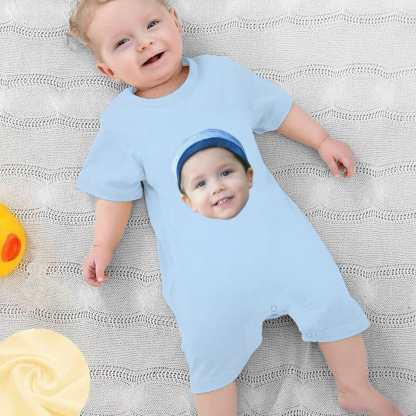 Custom #For 0-2T-Custom Face Baby Short Sleeve Rompers 100% Organic Cotton Jumpsuit One-piece Coverall and Layette Set - YesCustom