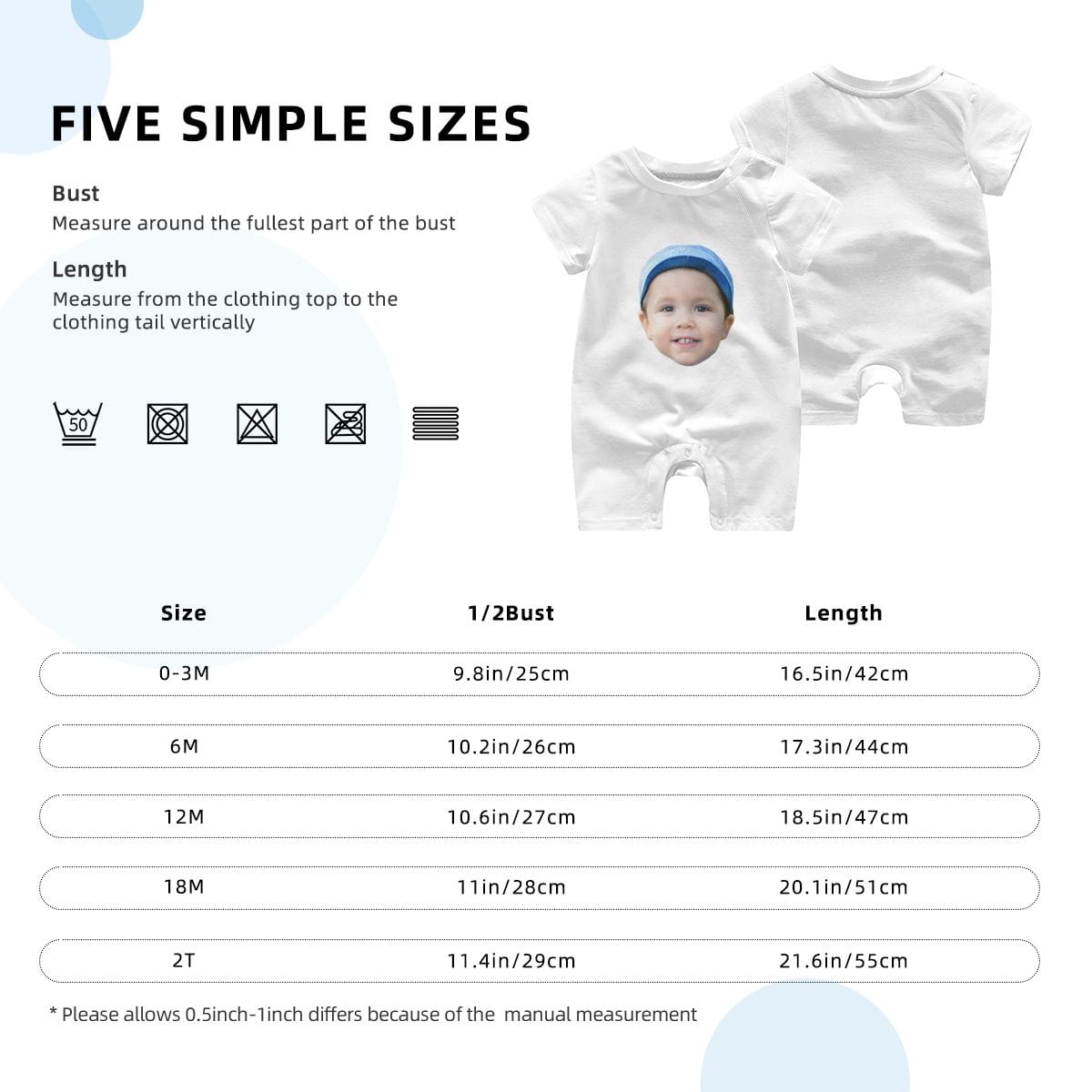 Custom #For 0-2T-Custom Face Baby Short Sleeve Rompers 100% Organic Cotton Jumpsuit One-piece Coverall and Layette Set - YesCustom