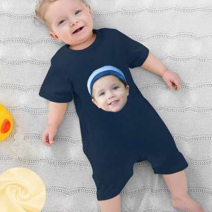 Custom #For 0-2T-Custom Face Baby Short Sleeve Rompers 100% Organic Cotton Jumpsuit One-piece Coverall and Layette Set - YesCustom