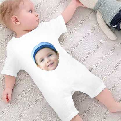 Custom #For 0-2T-Custom Face Baby Short Sleeve Rompers 100% Organic Cotton Jumpsuit One-piece Coverall and Layette Set - YesCustom