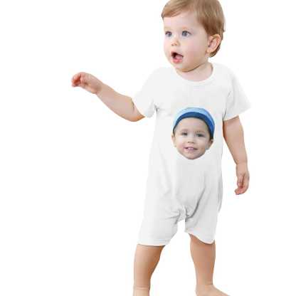 Custom #For 0-2T-Custom Face Baby Short Sleeve Rompers 100% Organic Cotton Jumpsuit One-piece Coverall and Layette Set - YesCustom