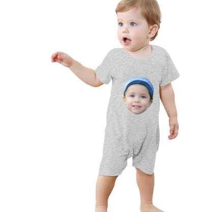 Custom #For 0-2T-Custom Face Baby Short Sleeve Rompers 100% Organic Cotton Jumpsuit One-piece Coverall and Layette Set - YesCustom
