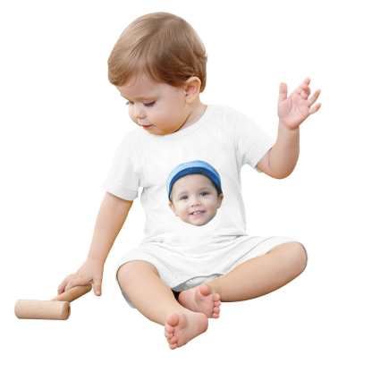 Custom #For 0-2T-Custom Face Baby Short Sleeve Rompers 100% Organic Cotton Jumpsuit One-piece Coverall and Layette Set - YesCustom
