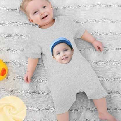 Custom #For 0-2T-Custom Face Baby Short Sleeve Rompers 100% Organic Cotton Jumpsuit One-piece Coverall and Layette Set - YesCustom