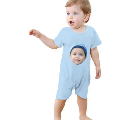 Custom #For 0-2T-Custom Face Baby Short Sleeve Rompers 100% Organic Cotton Jumpsuit One-piece Coverall and Layette Set - YesCustom