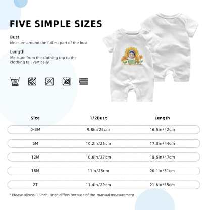 Custom #For 0-2T-Custom Face Sunflower Baby Short Sleeve Rompers 100% Organic Cotton Jumpsuit One-piece Coverall and Layette Set - YesCustom