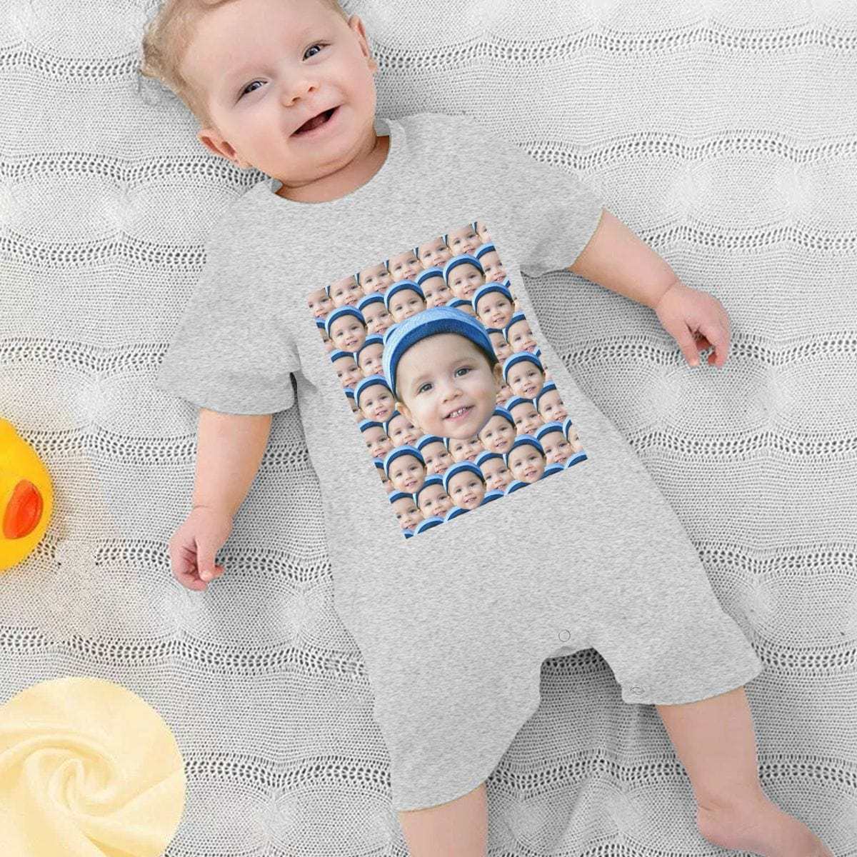 Custom #For 0-2T-Custom Seamless Face Baby Short Sleeve Rompers 100% Organic Cotton Jumpsuit One-piece Coverall and Layette Set - YesCustom