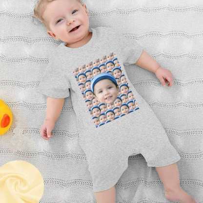 Custom #For 0-2T-Custom Seamless Face Baby Short Sleeve Rompers 100% Organic Cotton Jumpsuit One-piece Coverall and Layette Set - YesCustom