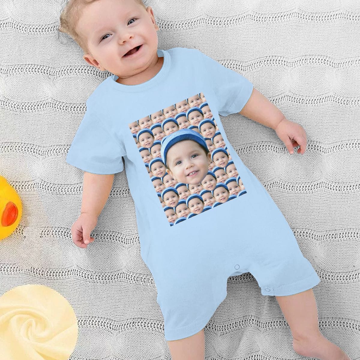 Custom #For 0-2T-Custom Seamless Face Baby Short Sleeve Rompers 100% Organic Cotton Jumpsuit One-piece Coverall and Layette Set - YesCustom