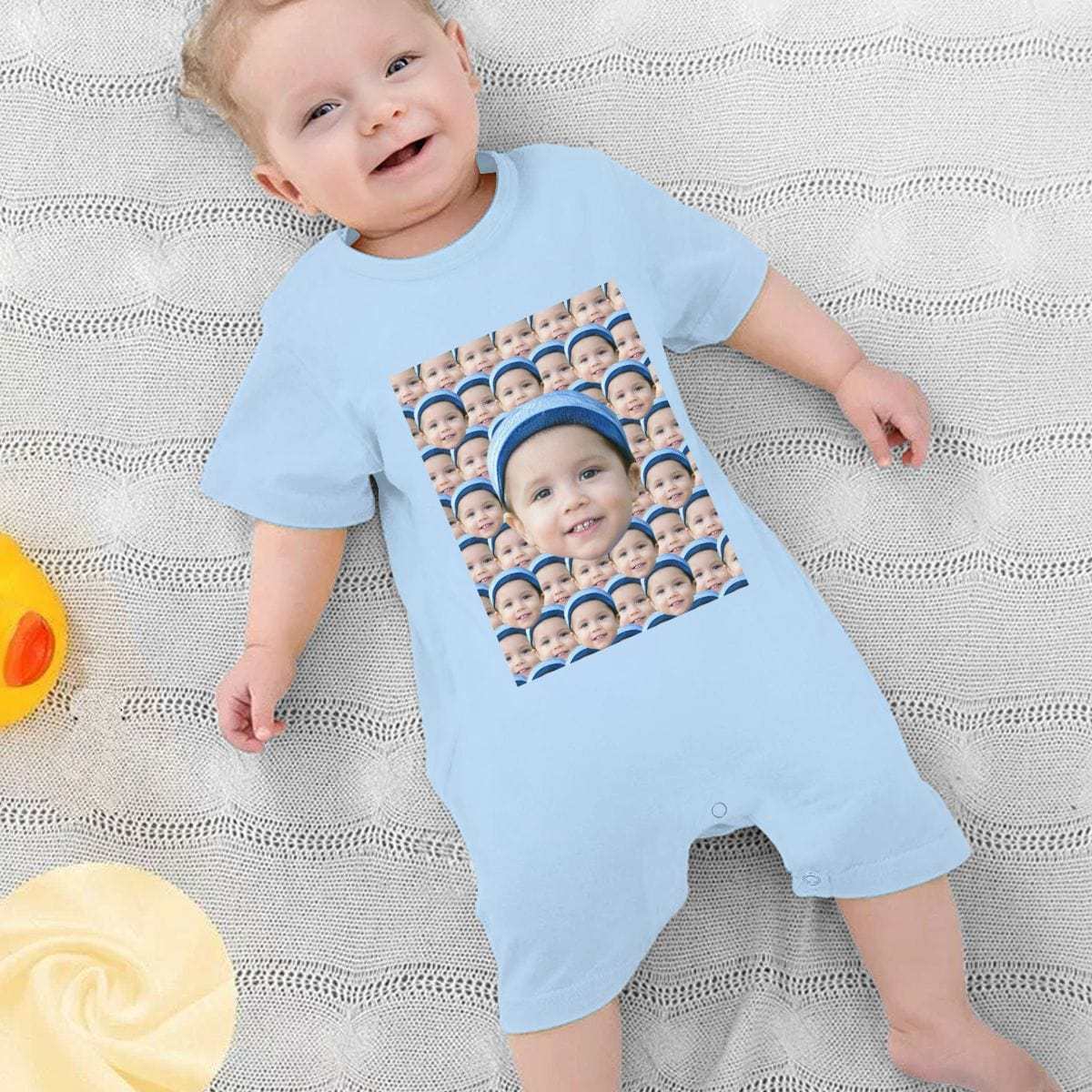 Custom #For 0-2T-Custom Seamless Face Baby Short Sleeve Rompers 100% Organic Cotton Jumpsuit One-piece Coverall and Layette Set - YesCustom