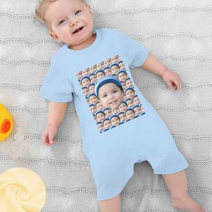 Custom #For 0-2T-Custom Seamless Face Baby Short Sleeve Rompers 100% Organic Cotton Jumpsuit One-piece Coverall and Layette Set - YesCustom