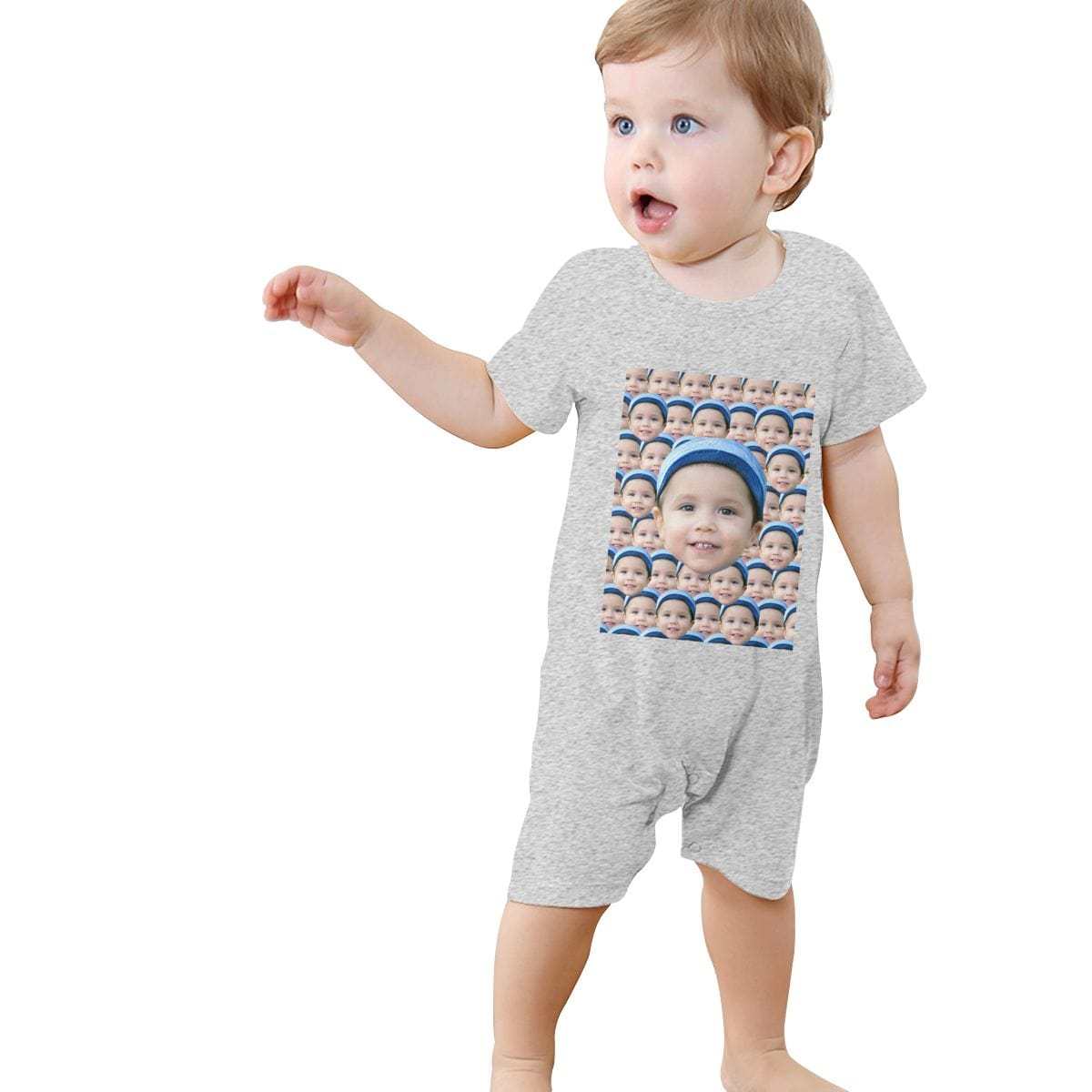 Custom #For 0-2T-Custom Seamless Face Baby Short Sleeve Rompers 100% Organic Cotton Jumpsuit One-piece Coverall and Layette Set - YesCustom