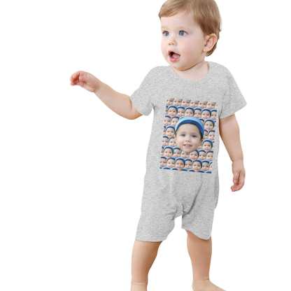 Custom #For 0-2T-Custom Seamless Face Baby Short Sleeve Rompers 100% Organic Cotton Jumpsuit One-piece Coverall and Layette Set - YesCustom