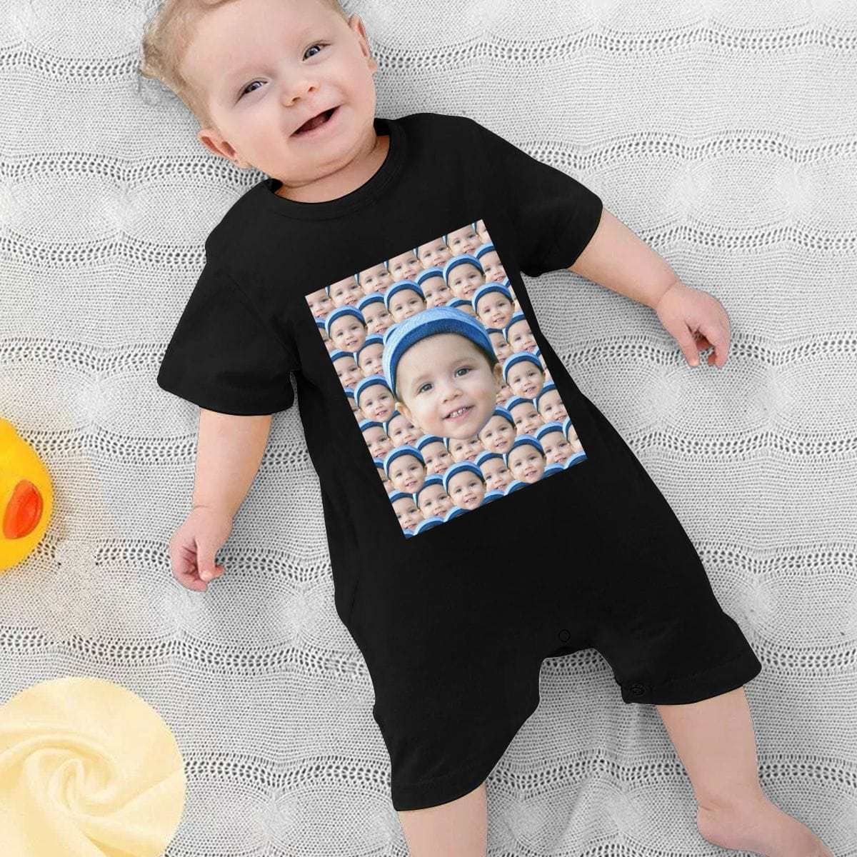 Custom #For 0-2T-Custom Seamless Face Baby Short Sleeve Rompers 100% Organic Cotton Jumpsuit One-piece Coverall and Layette Set - YesCustom