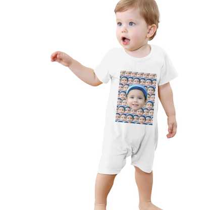 Custom #For 0-2T-Custom Seamless Face Baby Short Sleeve Rompers 100% Organic Cotton Jumpsuit One-piece Coverall and Layette Set - YesCustom