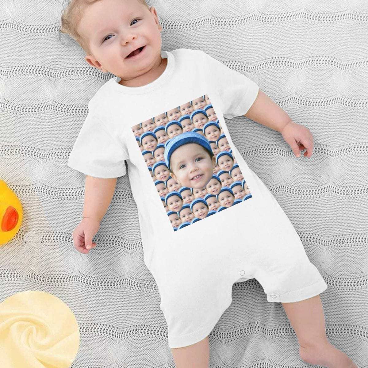 Custom #For 0-2T-Custom Seamless Face Baby Short Sleeve Rompers 100% Organic Cotton Jumpsuit One-piece Coverall and Layette Set - YesCustom