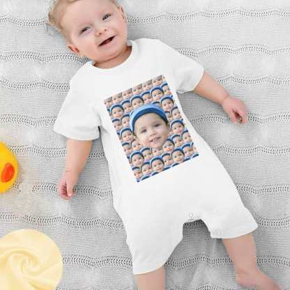 Custom #For 0-2T-Custom Seamless Face Baby Short Sleeve Rompers 100% Organic Cotton Jumpsuit One-piece Coverall and Layette Set - YesCustom