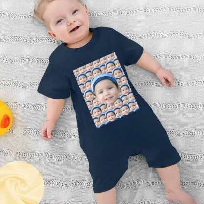 Custom #For 0-2T-Custom Seamless Face Baby Short Sleeve Rompers 100% Organic Cotton Jumpsuit One-piece Coverall and Layette Set - YesCustom
