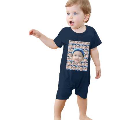Custom #For 0-2T-Custom Seamless Face Baby Short Sleeve Rompers 100% Organic Cotton Jumpsuit One-piece Coverall and Layette Set - YesCustom