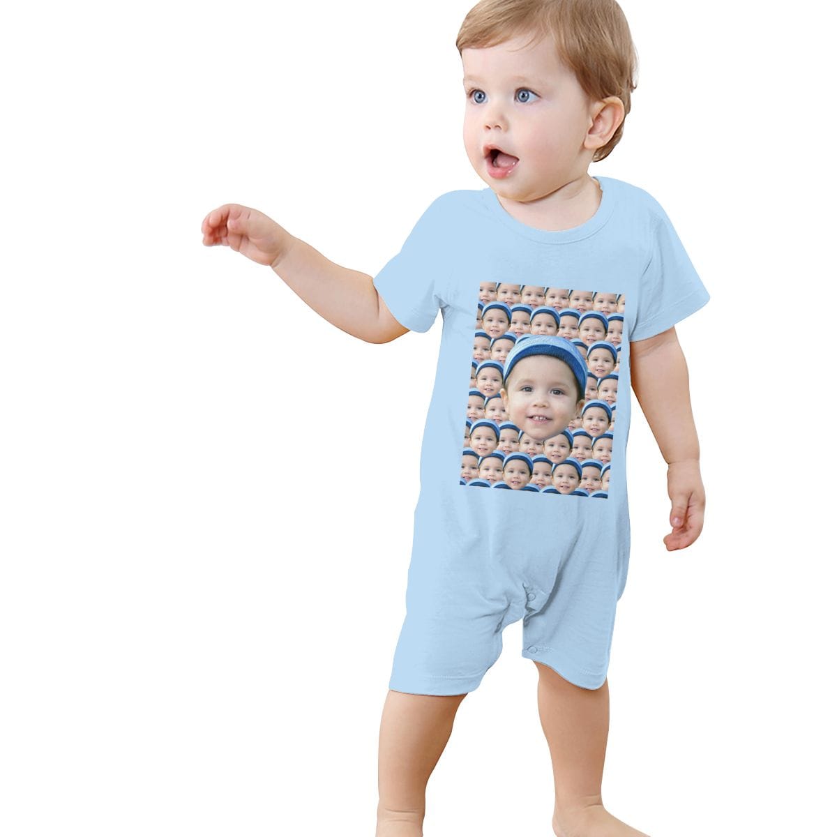 Custom #For 0-2T-Custom Seamless Face Baby Short Sleeve Rompers 100% Organic Cotton Jumpsuit One-piece Coverall and Layette Set - YesCustom