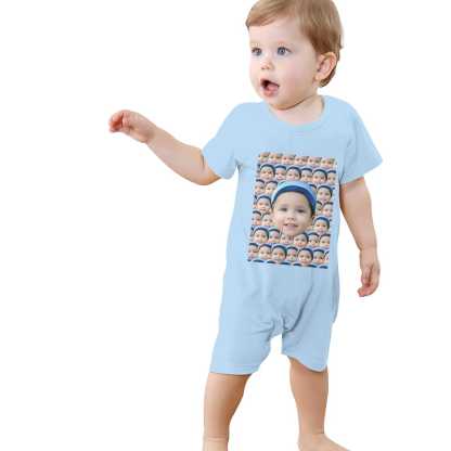 Custom #For 0-2T-Custom Seamless Face Baby Short Sleeve Rompers 100% Organic Cotton Jumpsuit One-piece Coverall and Layette Set - YesCustom
