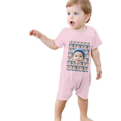 Custom #For 0-2T-Custom Seamless Face Baby Short Sleeve Rompers 100% Organic Cotton Jumpsuit One-piece Coverall and Layette Set - YesCustom