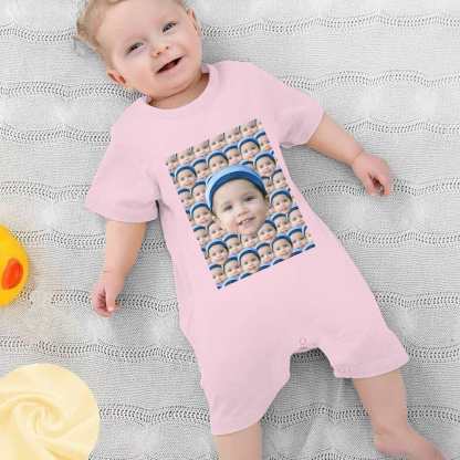 Custom #For 0-2T-Custom Seamless Face Baby Short Sleeve Rompers 100% Organic Cotton Jumpsuit One-piece Coverall and Layette Set - YesCustom