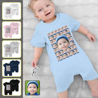 Custom #For 0-2T-Custom Seamless Face Baby Short Sleeve Rompers 100% Organic Cotton Jumpsuit One-piece Coverall and Layette Set - YesCustom