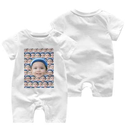 Custom #For 0-2T-Custom Seamless Face Baby Short Sleeve Rompers 100% Organic Cotton Jumpsuit One-piece Coverall and Layette Set - YesCustom