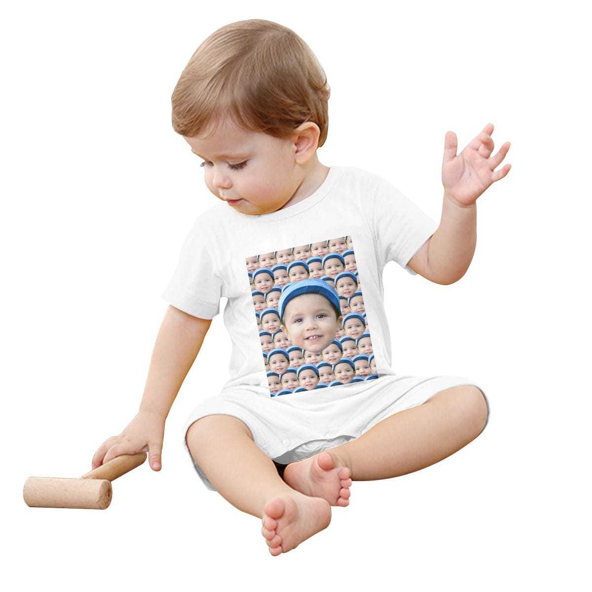 Custom #For 0-2T-Custom Seamless Face Baby Short Sleeve Rompers 100% Organic Cotton Jumpsuit One-piece Coverall and Layette Set - YesCustom