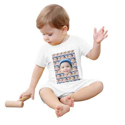 Custom #For 0-2T-Custom Seamless Face Baby Short Sleeve Rompers 100% Organic Cotton Jumpsuit One-piece Coverall and Layette Set - YesCustom