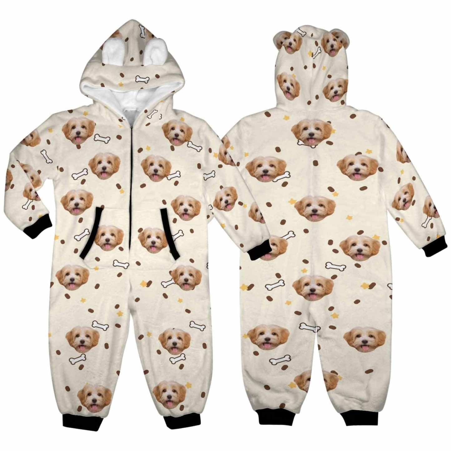 Custom #For 2-15Y-Custom Dag Face Children's Coral Fleece Comfortable And Warm Zipper Onesie Pajamas One Piece Sleepwear - YesCustom
