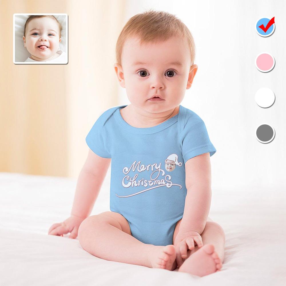 Custom #For 3M-2T Custom Face Merry Christmas Bubble Romper Newborn Baby Girls Boys Baby Jumpsuit Bodysuit Personalized Baby Bubble Romper - YesCustom