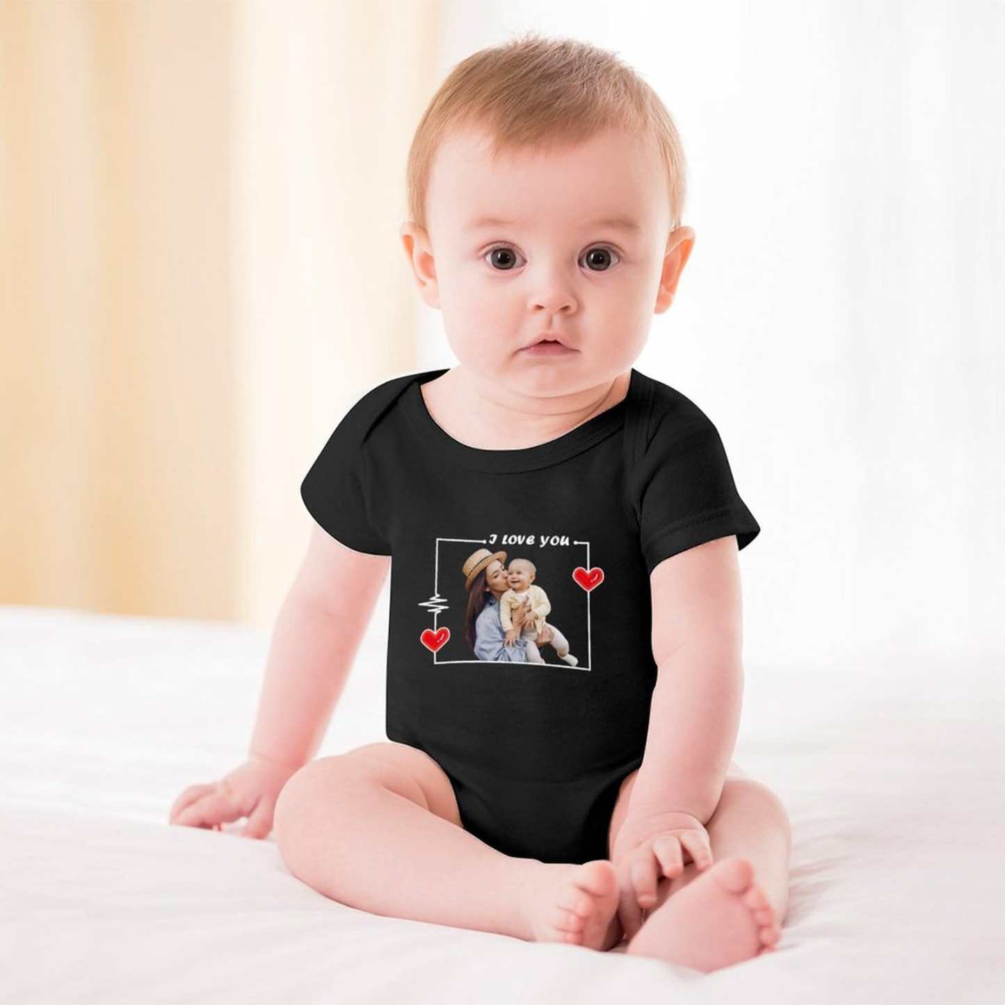 Custom #For 3M-2T Custom Face Mom's Love Bubble Romper Newborn Baby Jumpsuit Personalized Baby Girls Boys Bodysuit - YesCustom