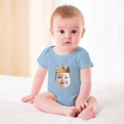 Custom #For 3M-2T Custom Face My King Bubble Romper Newborn Baby Jumpsuit Personalized Girls Boys Baby Bodysuit - YesCustom