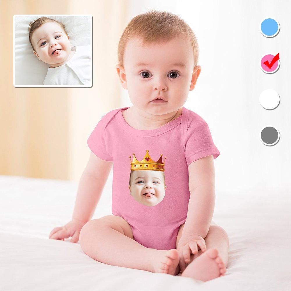 Custom #For 3M-2T Custom Face My King Bubble Romper Newborn Baby Jumpsuit Personalized Girls Boys Baby Bodysuit - YesCustom