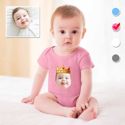 Custom #For 3M-2T Custom Face My King Bubble Romper Newborn Baby Jumpsuit Personalized Girls Boys Baby Bodysuit - YesCustom