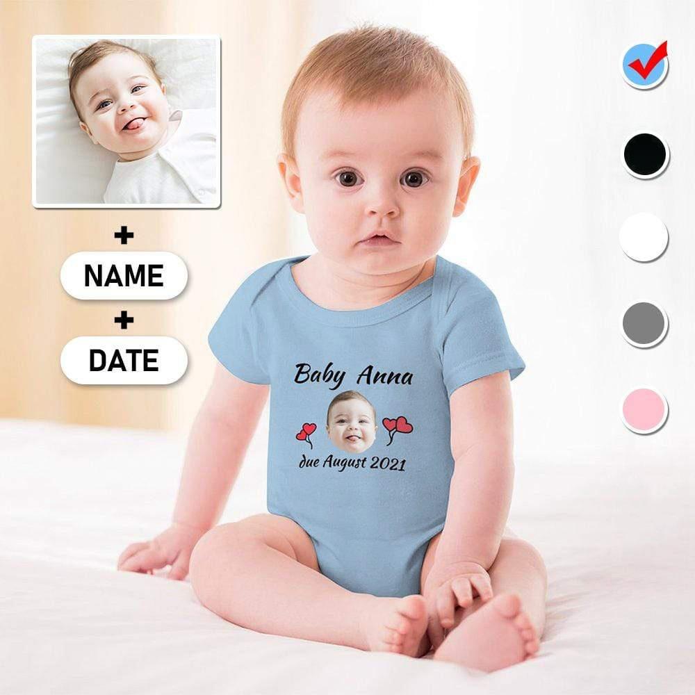 Custom #For 3M-2T Custom Face&Name&Date Cherub Bubble Romper Baby Jumpsuit Personalized Baby Romper Newborn Baby Bodysuit - YesCustom