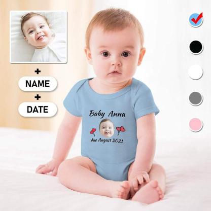 Custom #For 3M-2T Custom Face&Name&Date Cherub Bubble Romper Baby Jumpsuit Personalized Baby Romper Newborn Baby Bodysuit - YesCustom