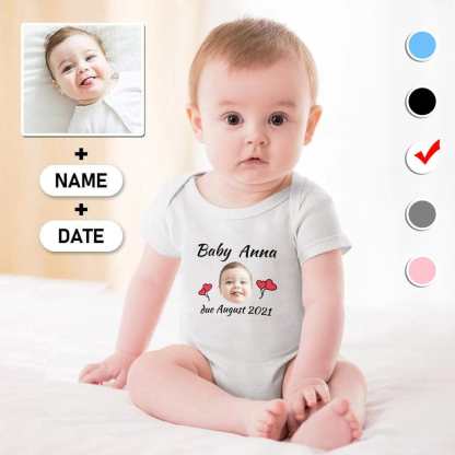 Custom #For 3M-2T Custom Face&Name&Date Cherub Bubble Romper Baby Jumpsuit Personalized Baby Romper Newborn Baby Bodysuit - YesCustom