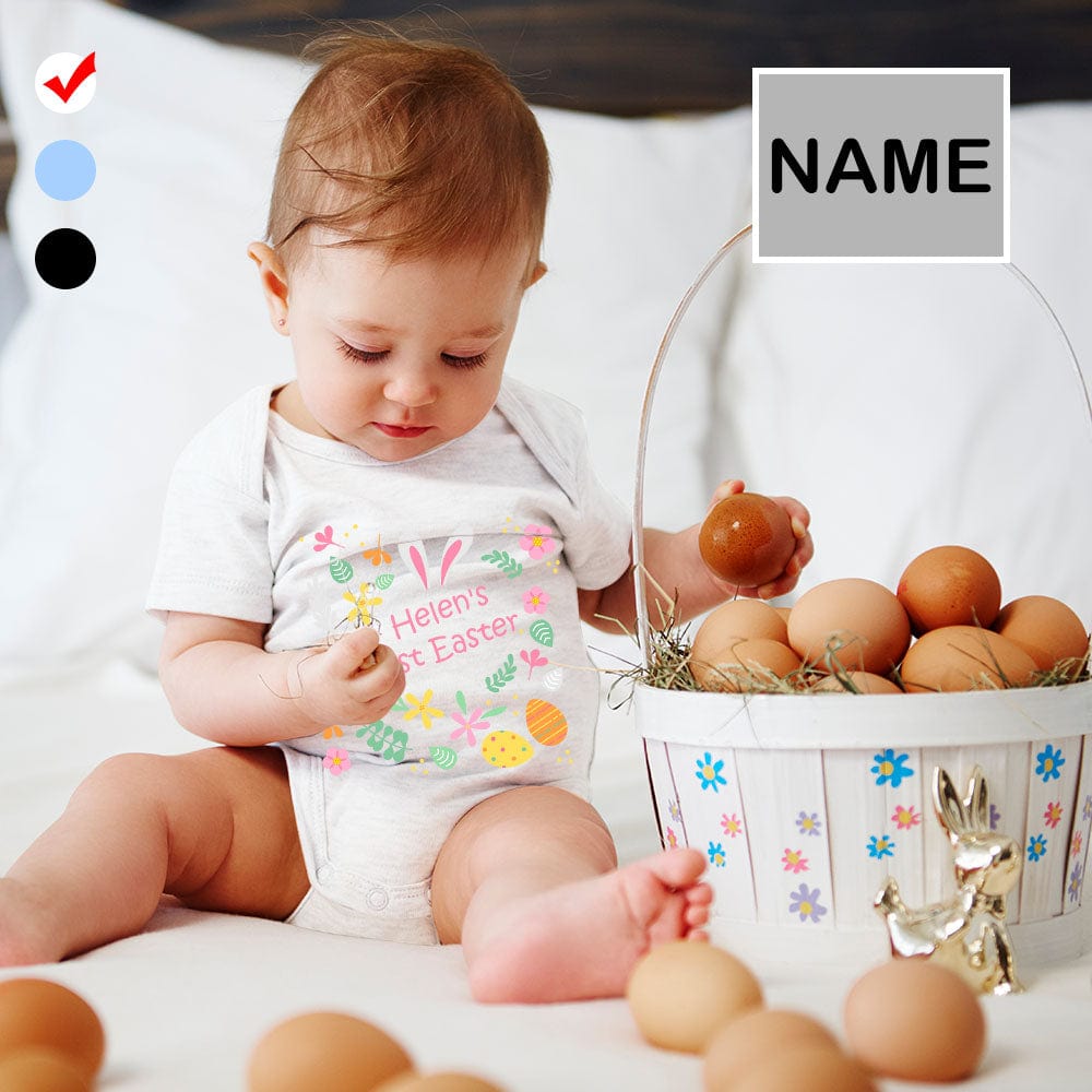 Custom #For 3M-2T Custom Name Happy Flowers Newborn Baby Bodysuit Girls Boys Baby Jumpsuit Personalized Summer Bubble Romper - YesCustom