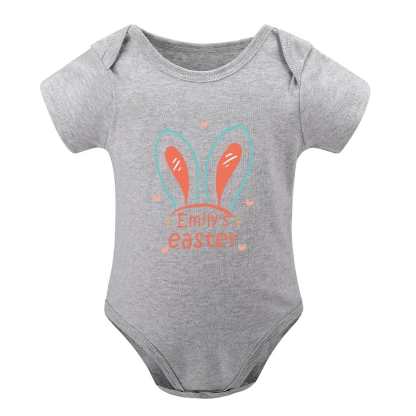 Custom #For 3M-2T Custom Name Rabbit Newborn Baby Bodysuit Girls Boys Baby Jumpsuit Personalized Summer Bubble Romper - YesCustom
