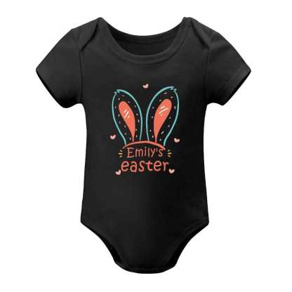 Custom #For 3M-2T Custom Name Rabbit Newborn Baby Bodysuit Girls Boys Baby Jumpsuit Personalized Summer Bubble Romper - YesCustom