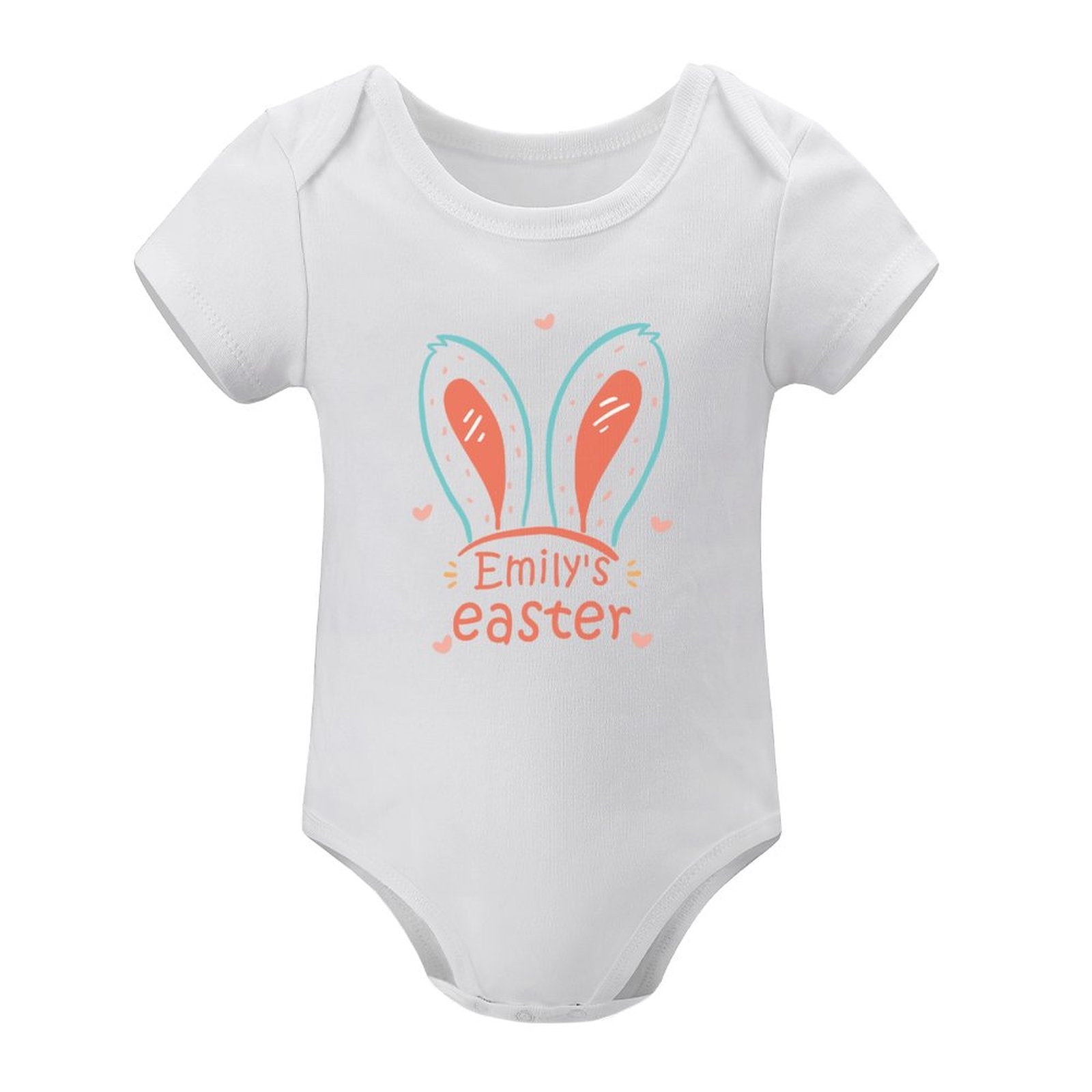 Custom #For 3M-2T Custom Name Rabbit Newborn Baby Bodysuit Girls Boys Baby Jumpsuit Personalized Summer Bubble Romper - YesCustom