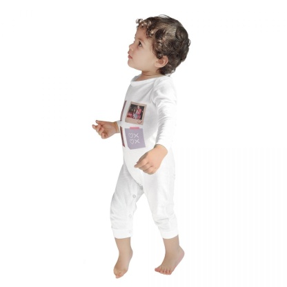 Custom #For 6M-2T-Custom 2 Photos Heart Baby Long Sleeve Rompers 100% Organic Cotton Jumpsuit One-piece Coverall and Layette Set - YesCustom