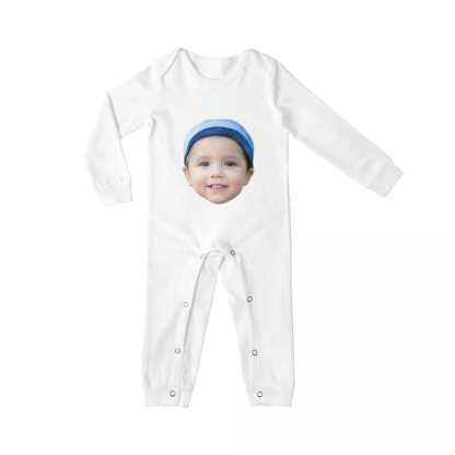 Custom #For 6M-2T-Custom Face Baby Long Sleeve Rompers 100% Organic Cotton Jumpsuit One-piece Coverall and Layette Set - YesCustom