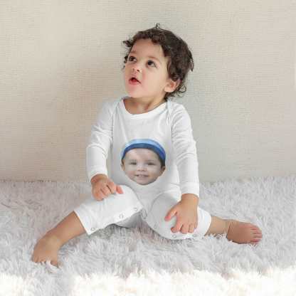 Custom #For 6M-2T-Custom Face Baby Long Sleeve Rompers 100% Organic Cotton Jumpsuit One-piece Coverall and Layette Set - YesCustom
