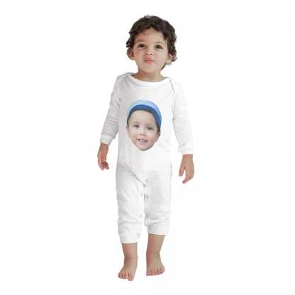 Custom #For 6M-2T-Custom Face Baby Long Sleeve Rompers 100% Organic Cotton Jumpsuit One-piece Coverall and Layette Set - YesCustom