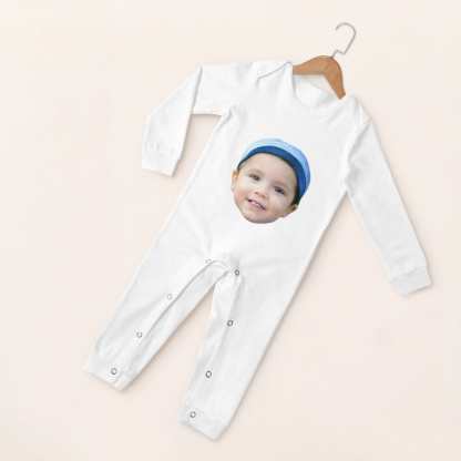 Custom #For 6M-2T-Custom Face Baby Long Sleeve Rompers 100% Organic Cotton Jumpsuit One-piece Coverall and Layette Set - YesCustom